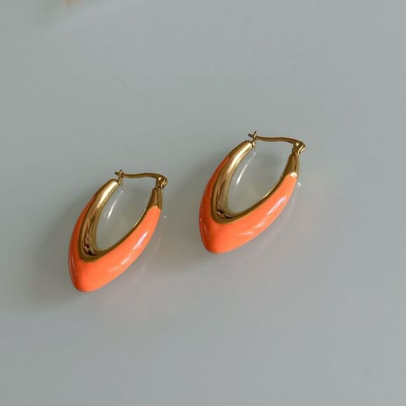 Elegant Gold and Orange Hoop Earrings A974 - Picture 1 of 4